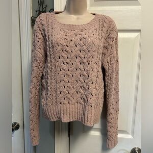 NWT AERO Women's Pink Buttery Soft Sweater Small Hygge Aeropostale Cozy Cable